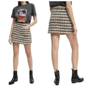Scotch & Soda Short Tweed Skirt Striped Pockets L New